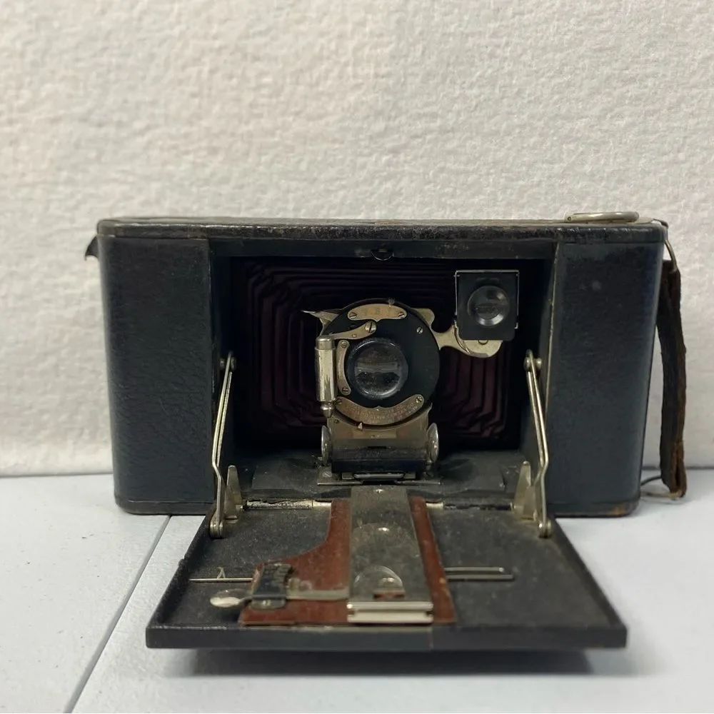 Antique Kodak No. 3 TBI Folding Brownie Maroon Bellows Camera UNTESTED